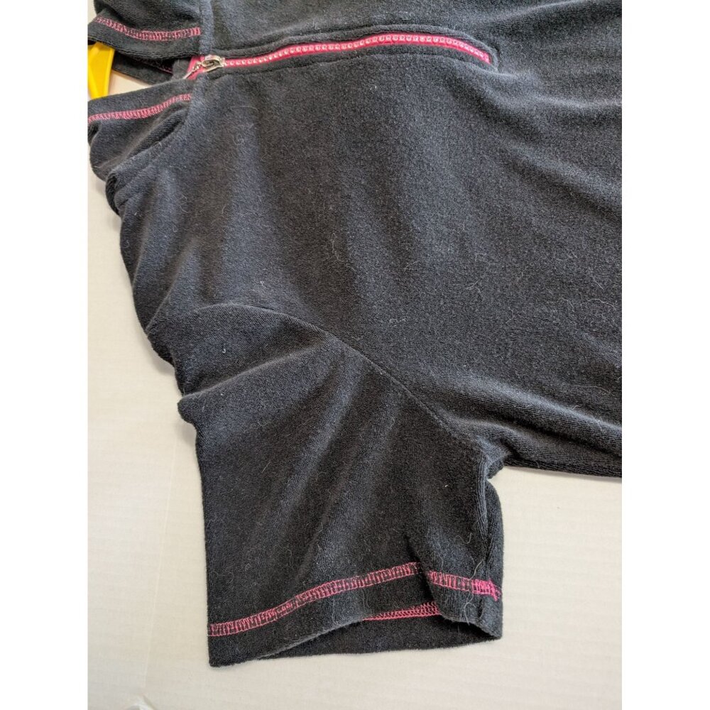 Quaker Factory Women's M pullover terry cloth lounge 1/4 zip short sleeve black - Picture 2 of 7